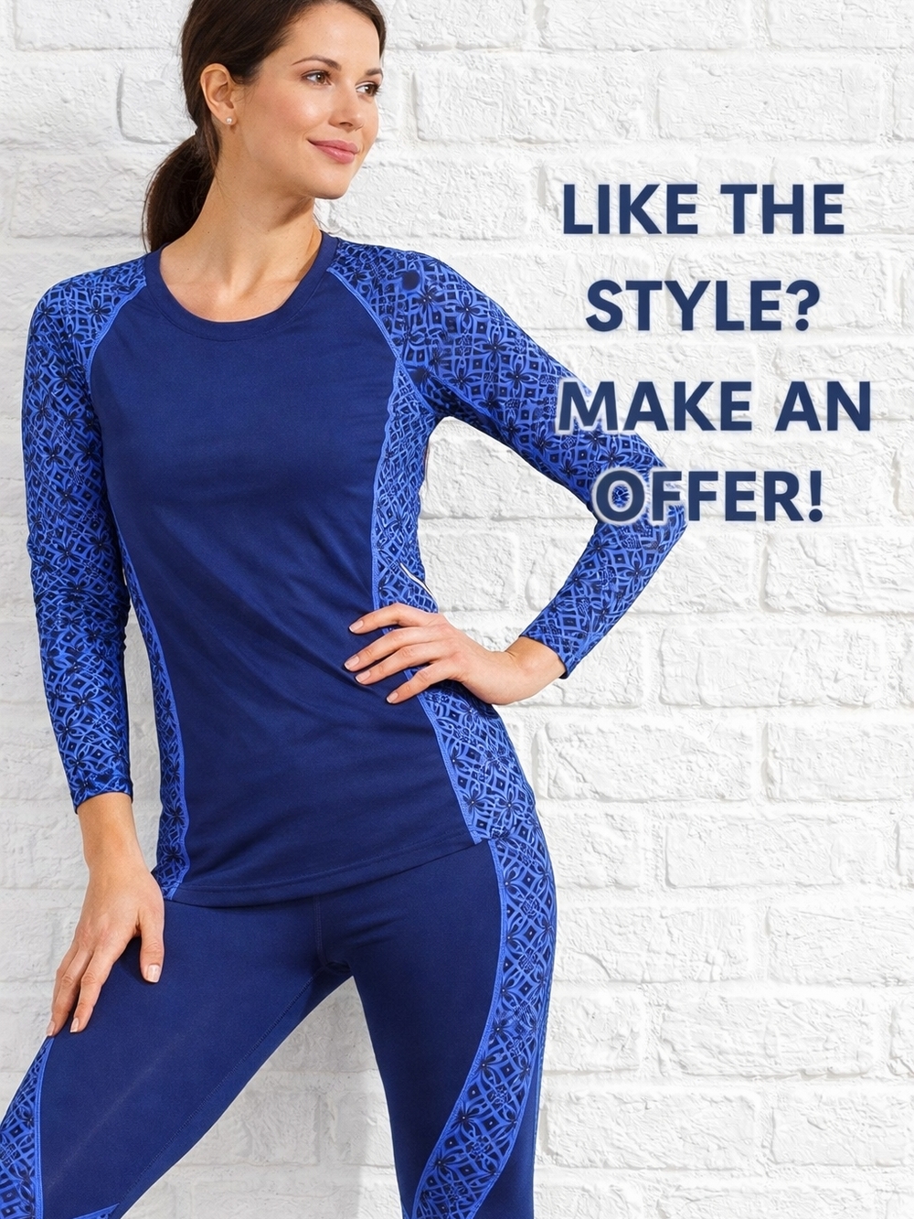 Jockey Activewear Set L Blue Athletic Top & Leggings Workout Yoga Athleisure